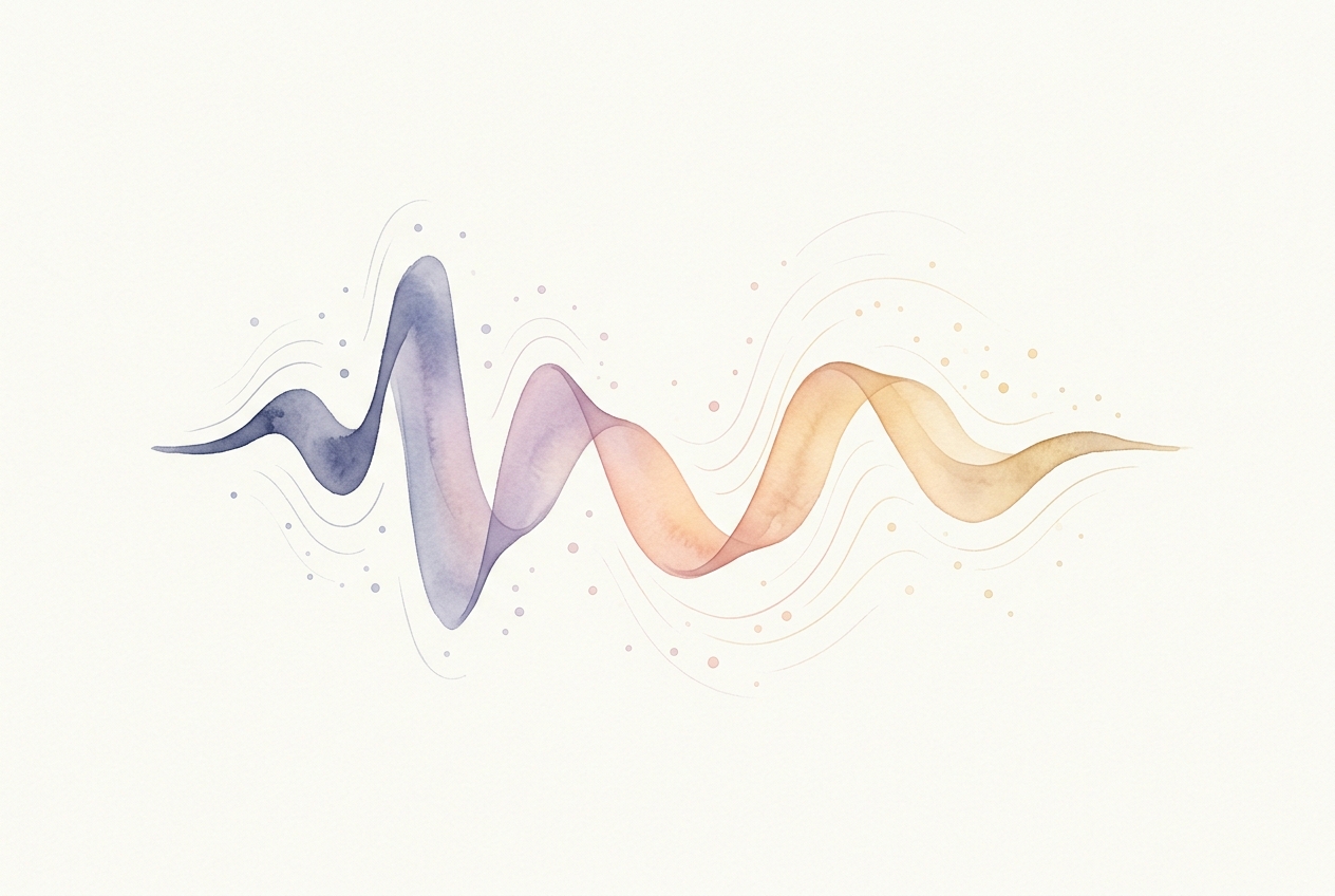 A waveform transforming into a colourful spectrogram
